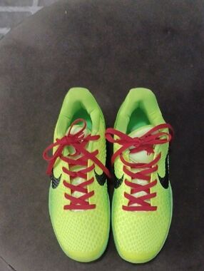 Nike Bright Lime Green Running Sneakers with Red Laces